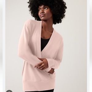 Athleta Women's Purana V-Neck Sweatshirt Color Orchird Pink, Size XSmall.
